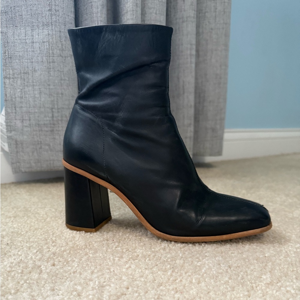 Free People Black Leather Ankle Boots in size 37.5